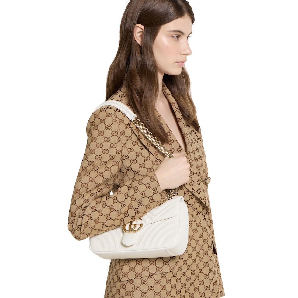 GG Marmont medium shoulder bag in white leather | GUCCI® US