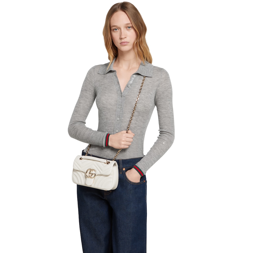 GG Marmont small shoulder bag in white leather | GUCCI® US