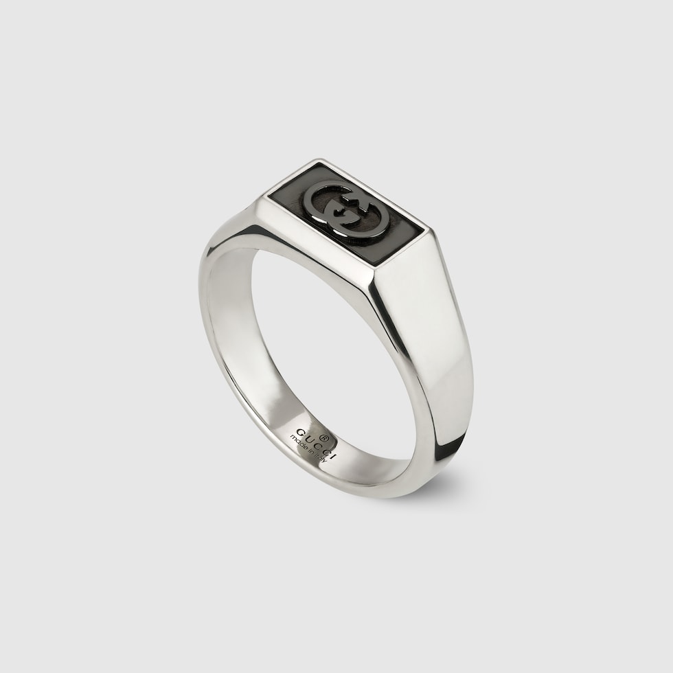Gucci Interlocking signet ring in 925 sterling silver | GUCCI® US