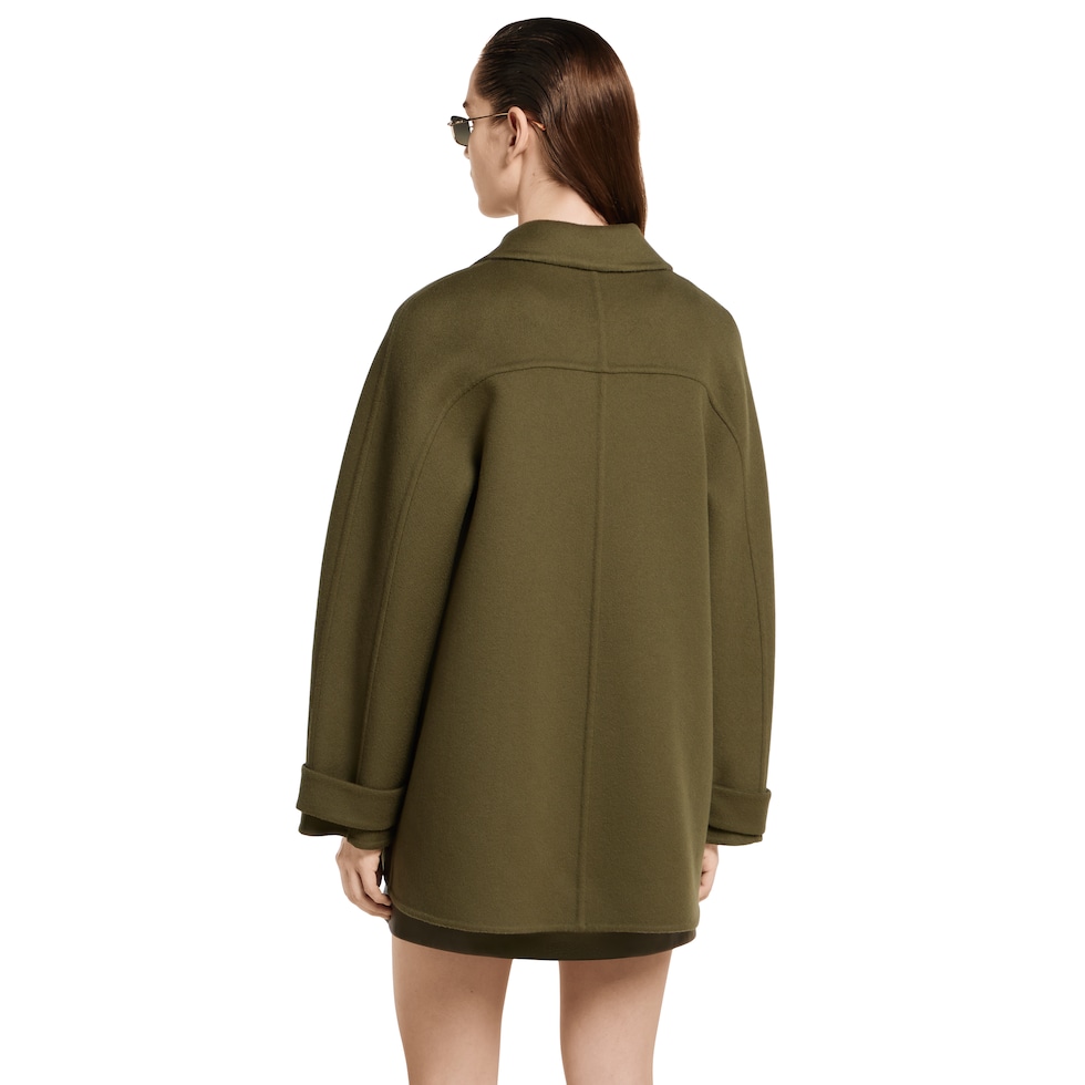 Wool double-breasted coat in dark green | GUCCI® US