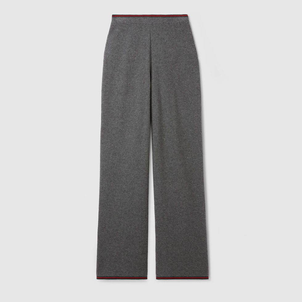 GUCCI ワークパンツ グレー Soft rib felted wool pants in dark grey | GUCCI® US