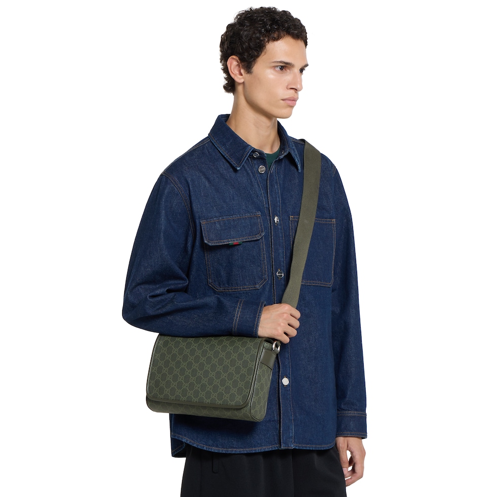 GGパターン ミディアム クロスボディバッグ ・フォレストグリーン GG