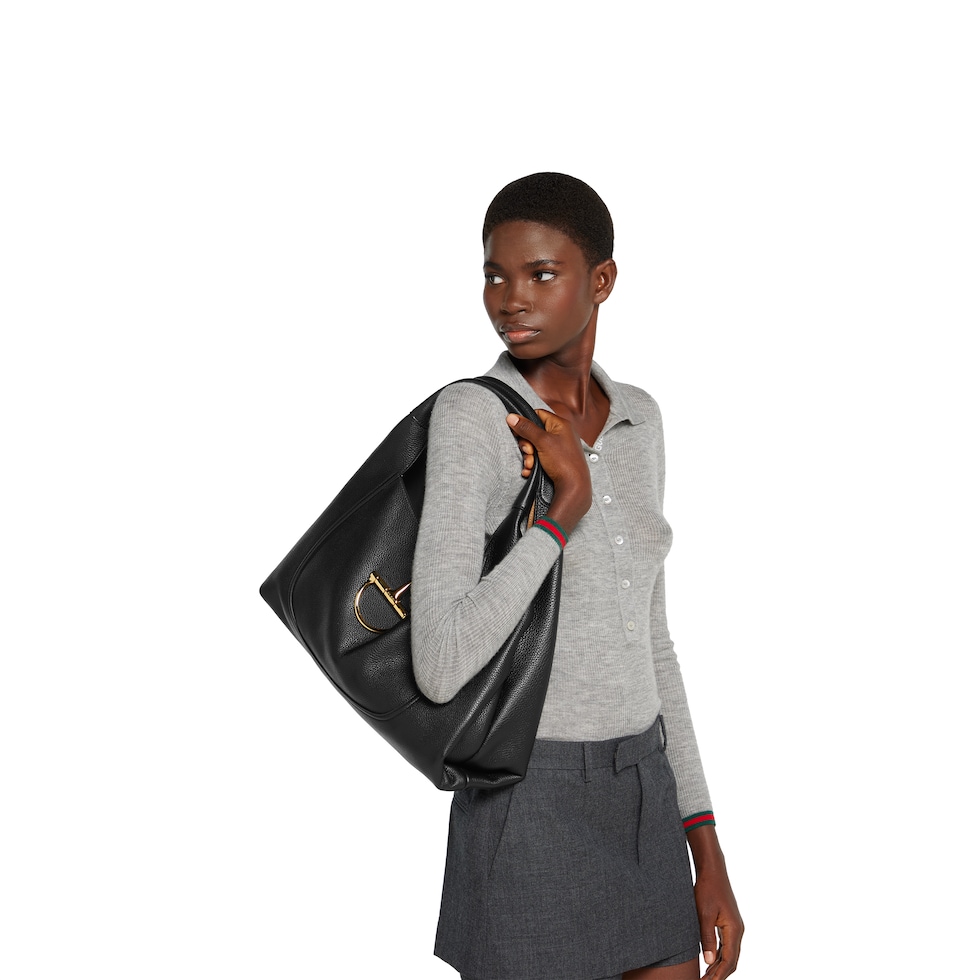 Gucci Softbit maxi shoulder bag in black leather | GUCCI® US Gucci Softbit maxi shoulder bag in black leather | GUCCI® US