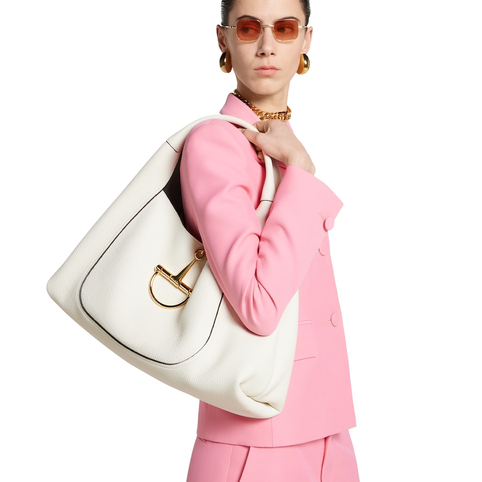 Gucci Softbit maxi shoulder bag in white leather | GUCCI® US