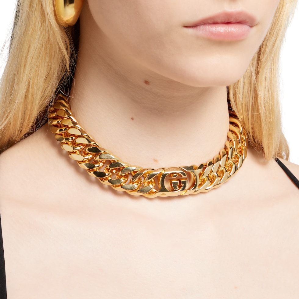 グッチ インターロッキング〕チェーン ネックレス ・イエローゴールド