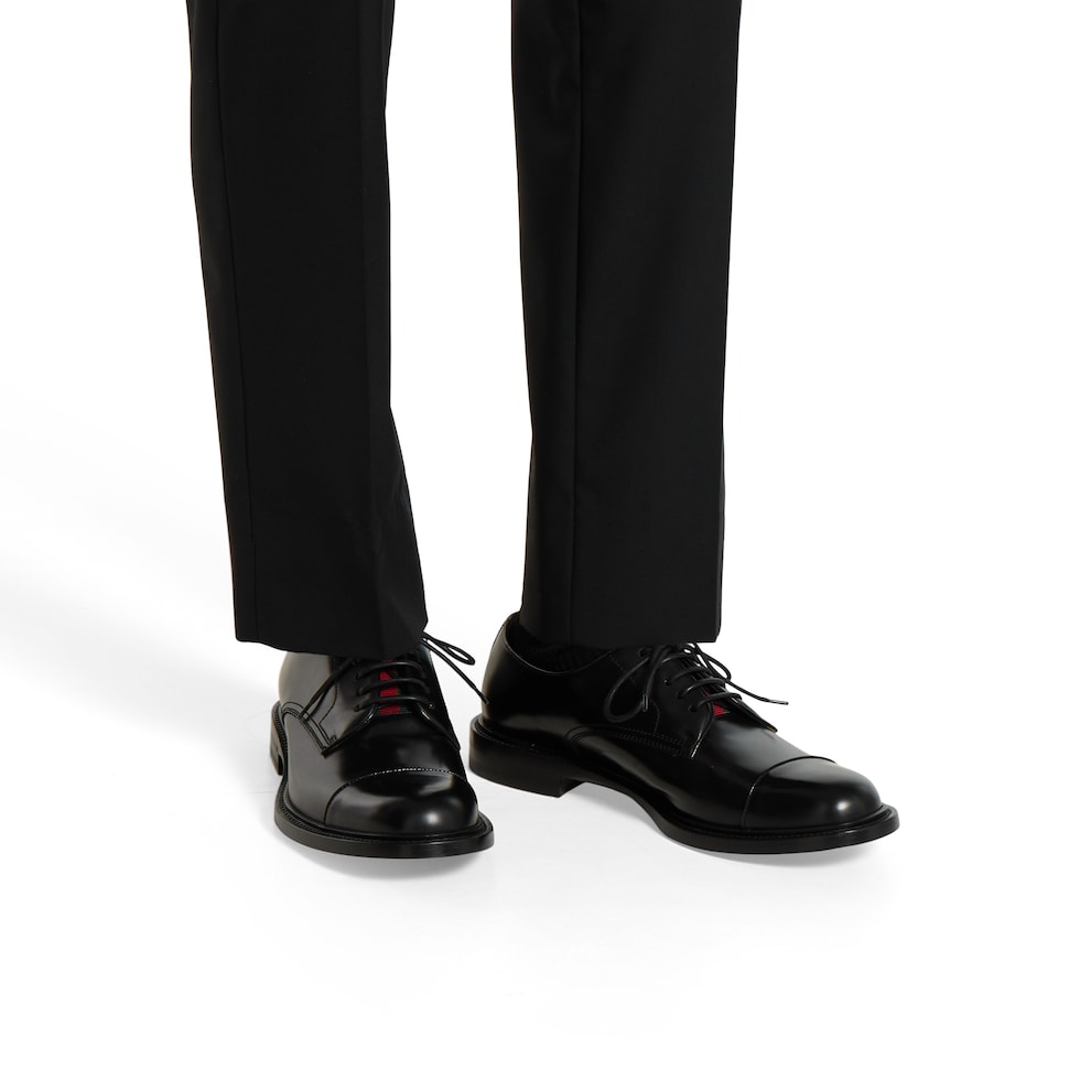 Men's lace up shoe in black shiny leather | GUCCI® US