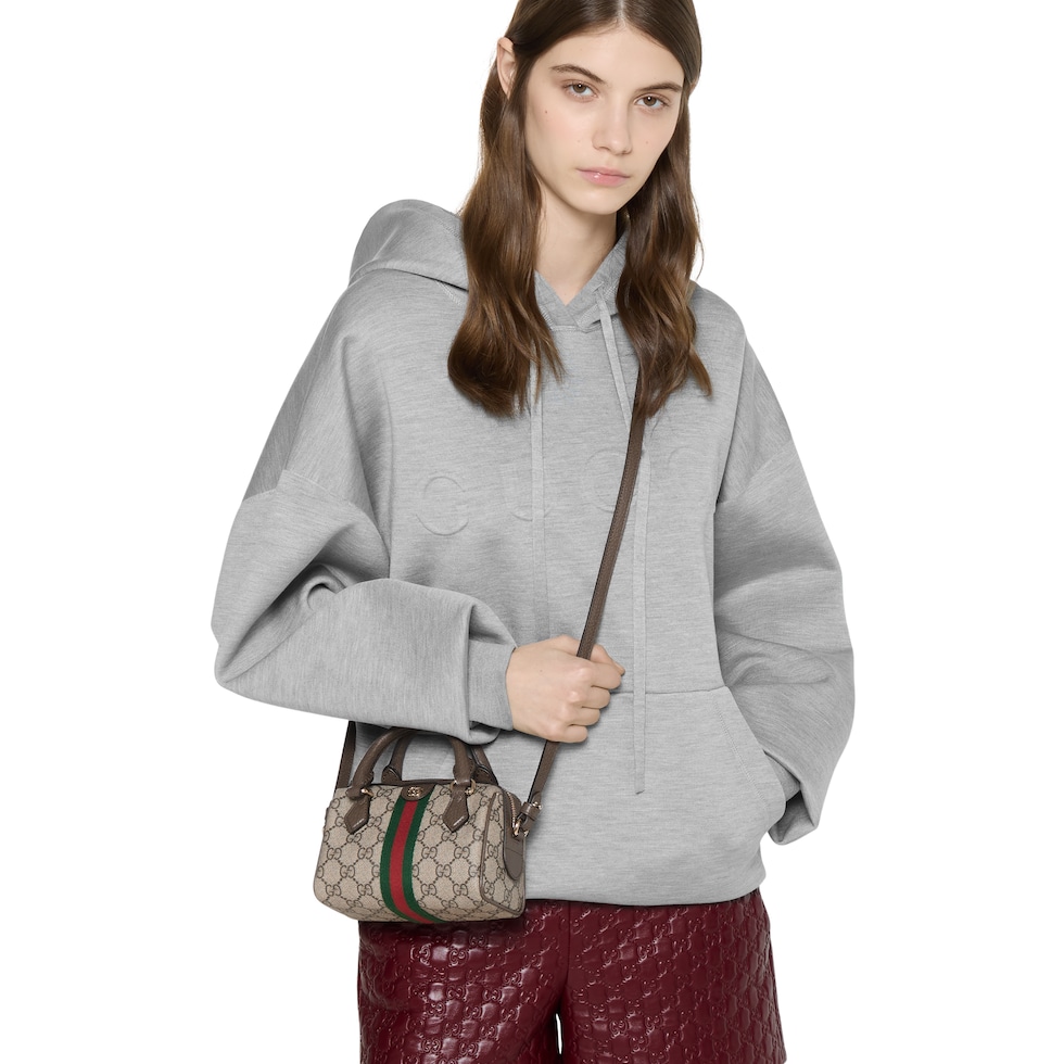 オフィディア〕ミニ ボストンバッグ ・ベージュ＆ブラウン GG