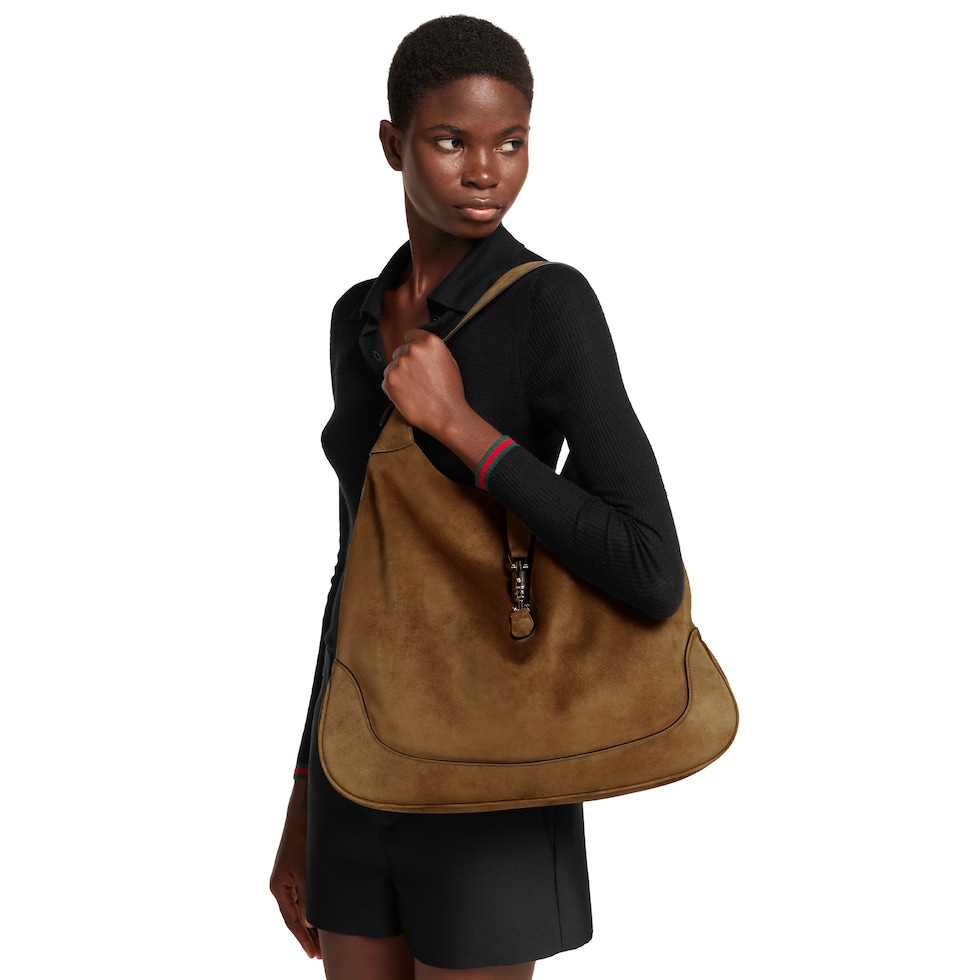 グッチ ジャッキー ジョルノ〕ショルダーバッグ ・ブラウン スエード