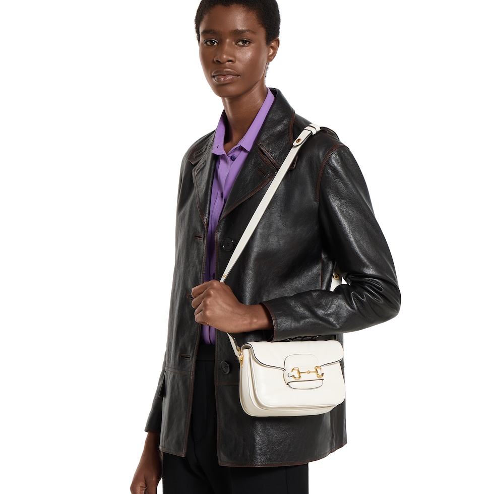 Gucci Horsebit 1955 Aura mini shoulder bag in white leather