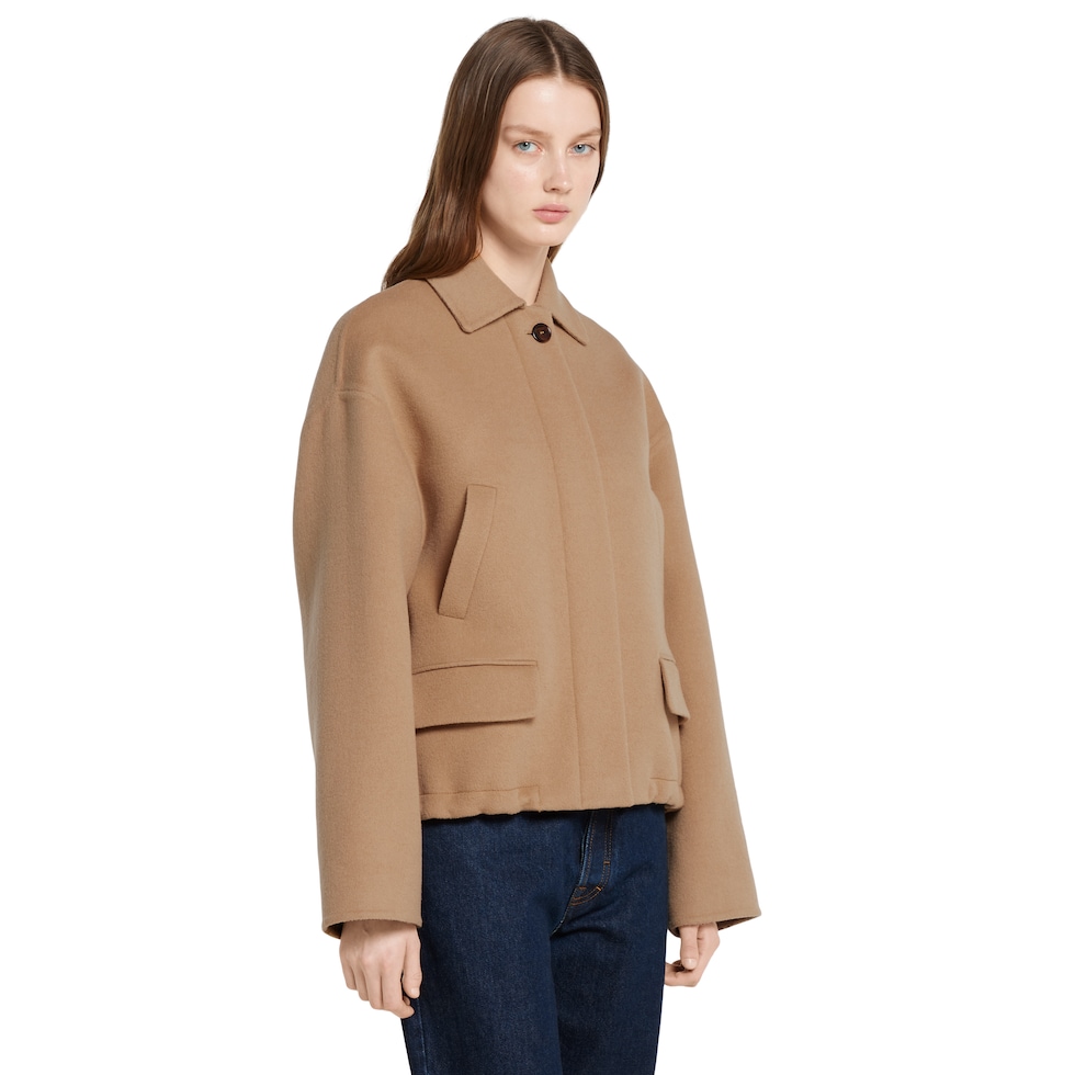Wool zip jacket in beige | GUCCI® CA