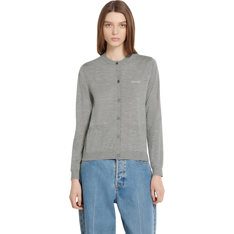 カシミアシルク カーディガン ・グレーメランジ | GUCCI公式
