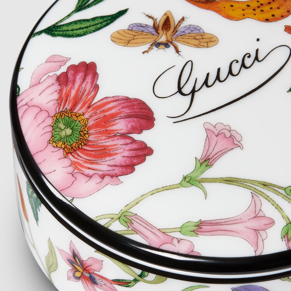 Gucci Flora print small round box in multicolor porcelain | GUCCI® US