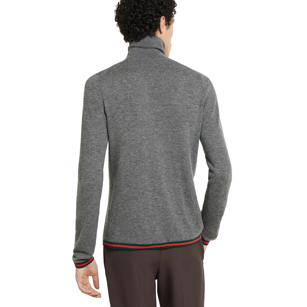 Fine soft cashmere turtleneck in grey | GUCCI® US
