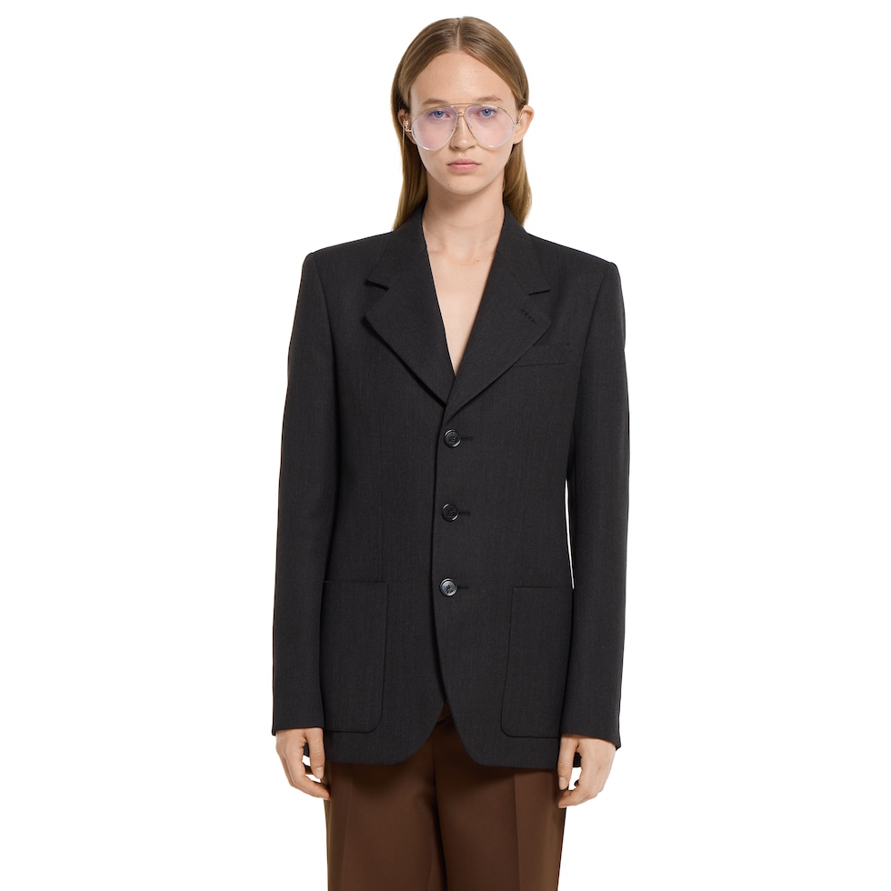 Wool mohair jacket in dark grey | GUCCI® US