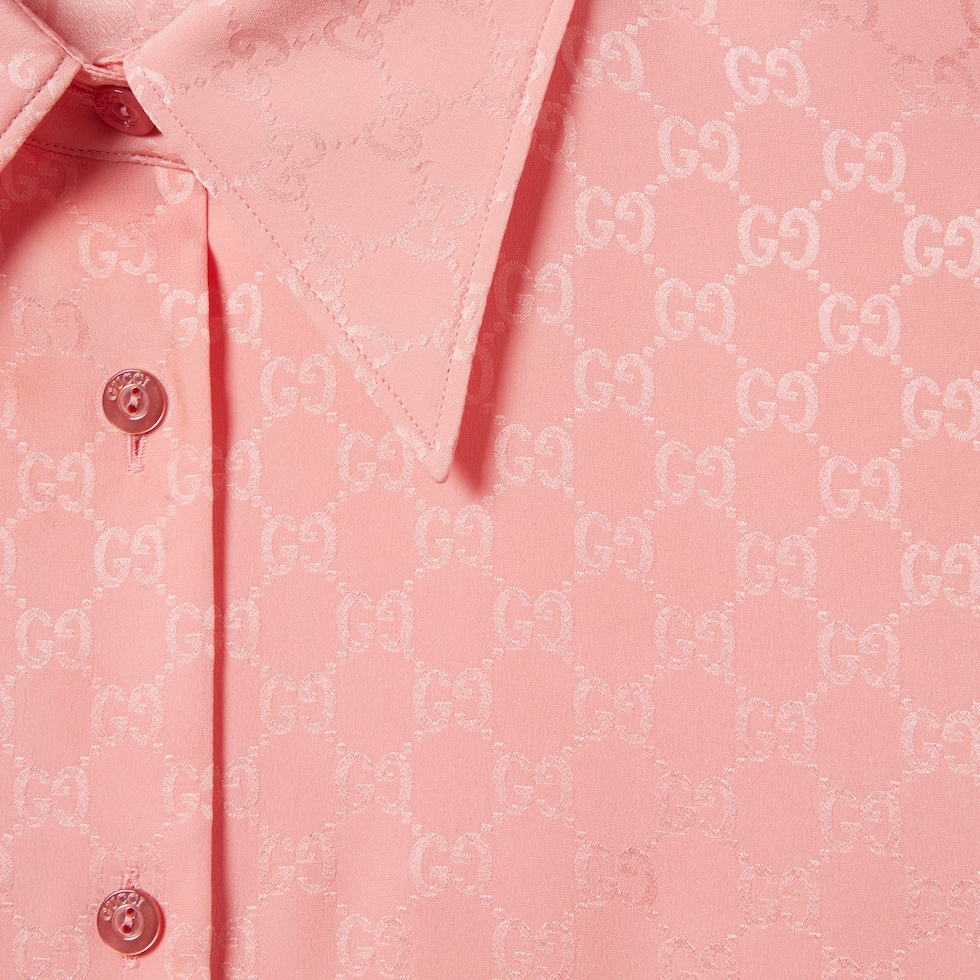 GG silk jacquard shirt in pink | GUCCI® US