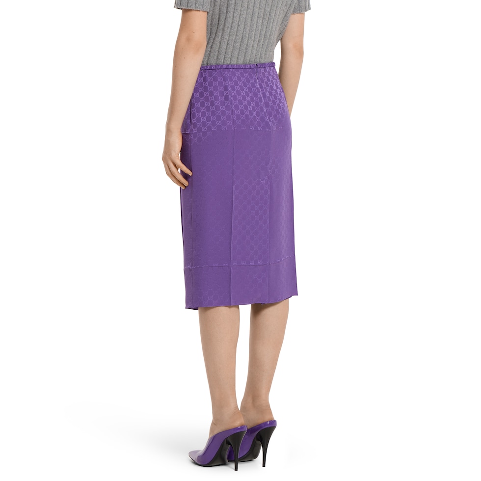 GG silk jacquard skirt in purple | GUCCI® LU