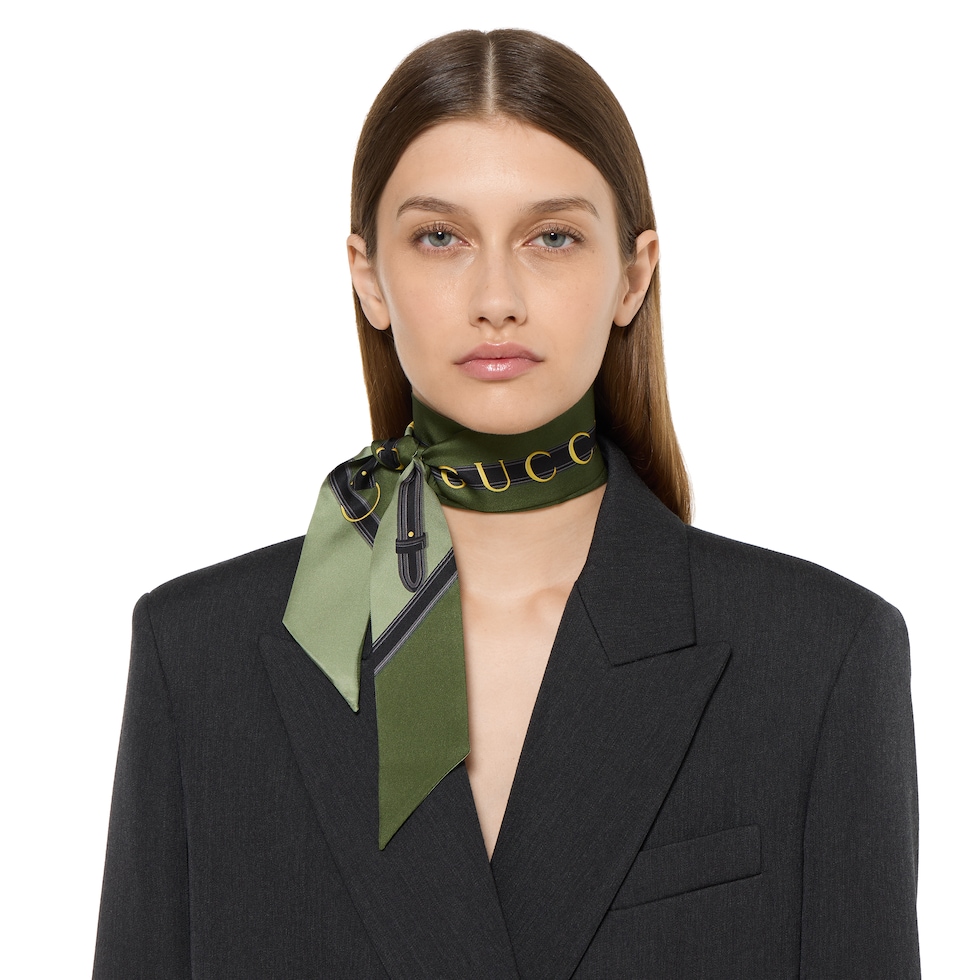 プリント シルクツイル リボン ・ライトグリーン＆グリーン | GUCCI公式