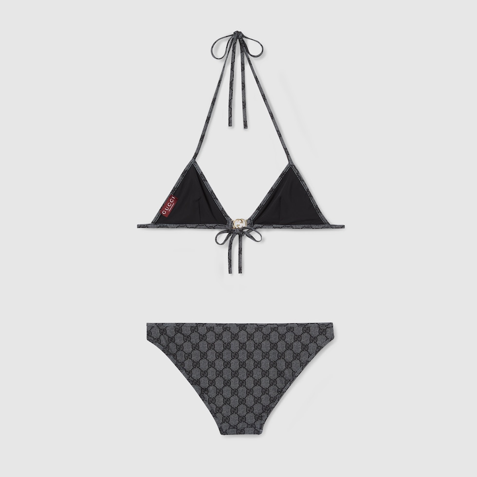 GUCCI 水着 Printed GG stretch jersey bikini in black | GUCCI® US