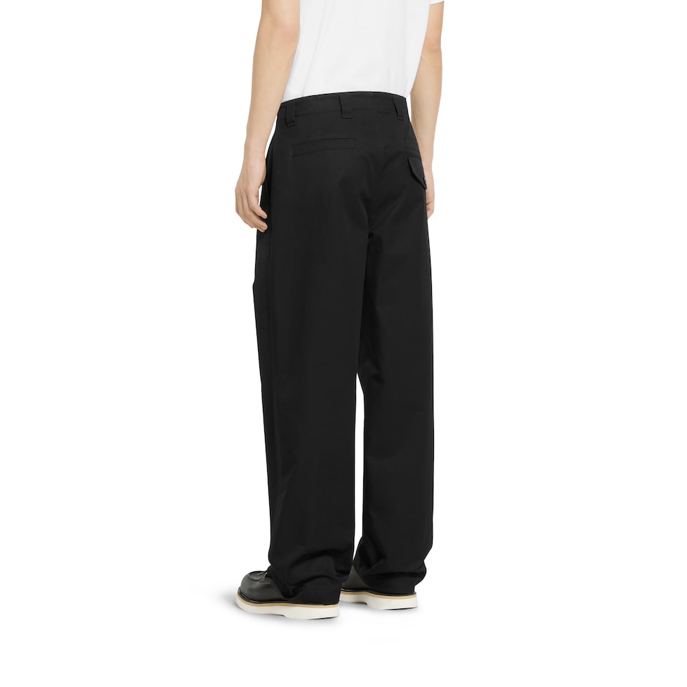 ウェブ ストライプ ディテール コットンツイル パンツ ・ブラック