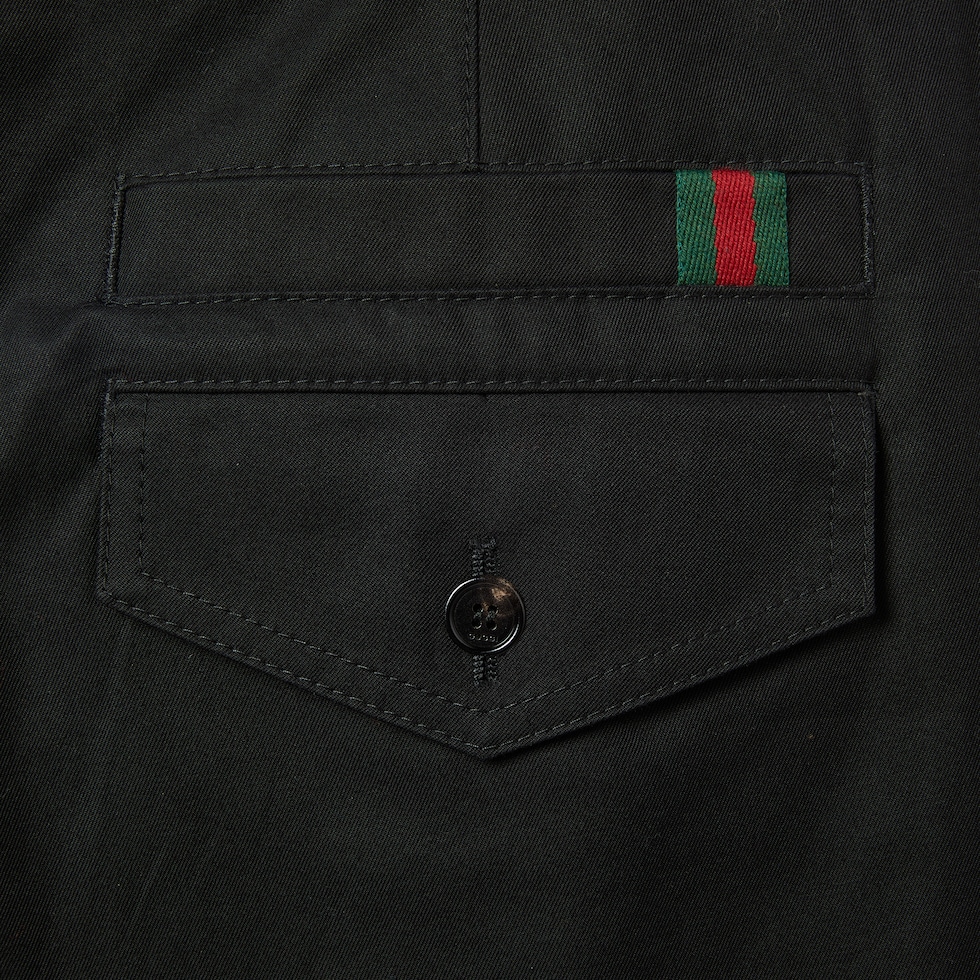 GUCCI 黒パンツ サイドストライプ付き グッチ GUCCI パンツ サイドライン ギャバジンストレッチ 黒