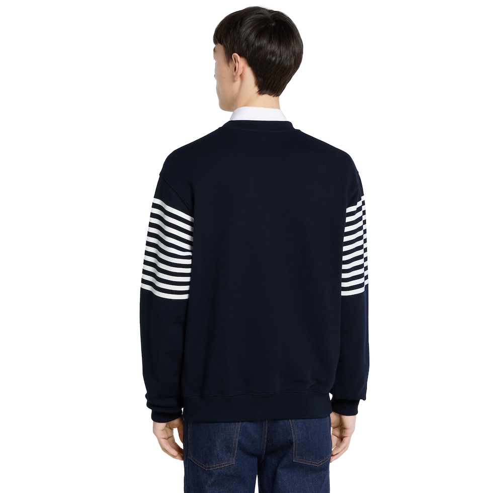 Printed cotton jersey sweatshirt in navy | GUCCI® US