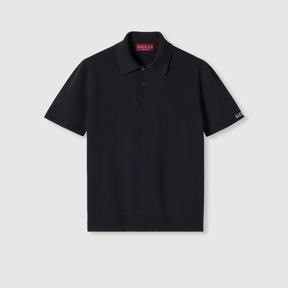 GUCCI ポロシャツ Cotton piquet polo shirt in black | GUCCI® US