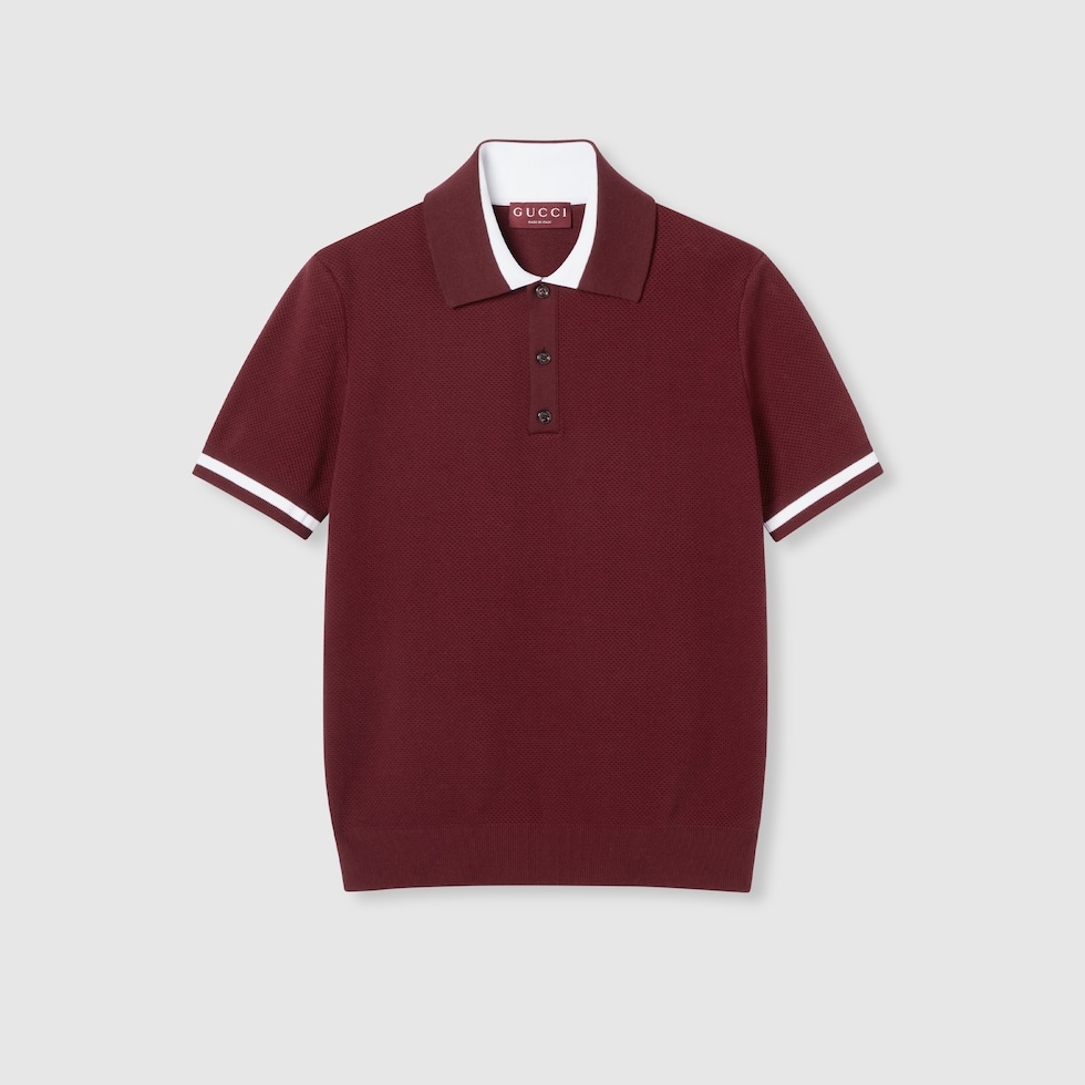 GUCCIポロ GG cotton piquet polo shirt in grey and white | GUCCI® US