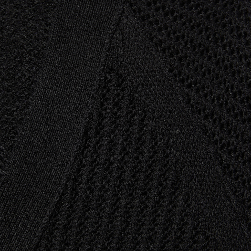 ウェブ ストライプ付き コットンニット カーディガン ・ブラック