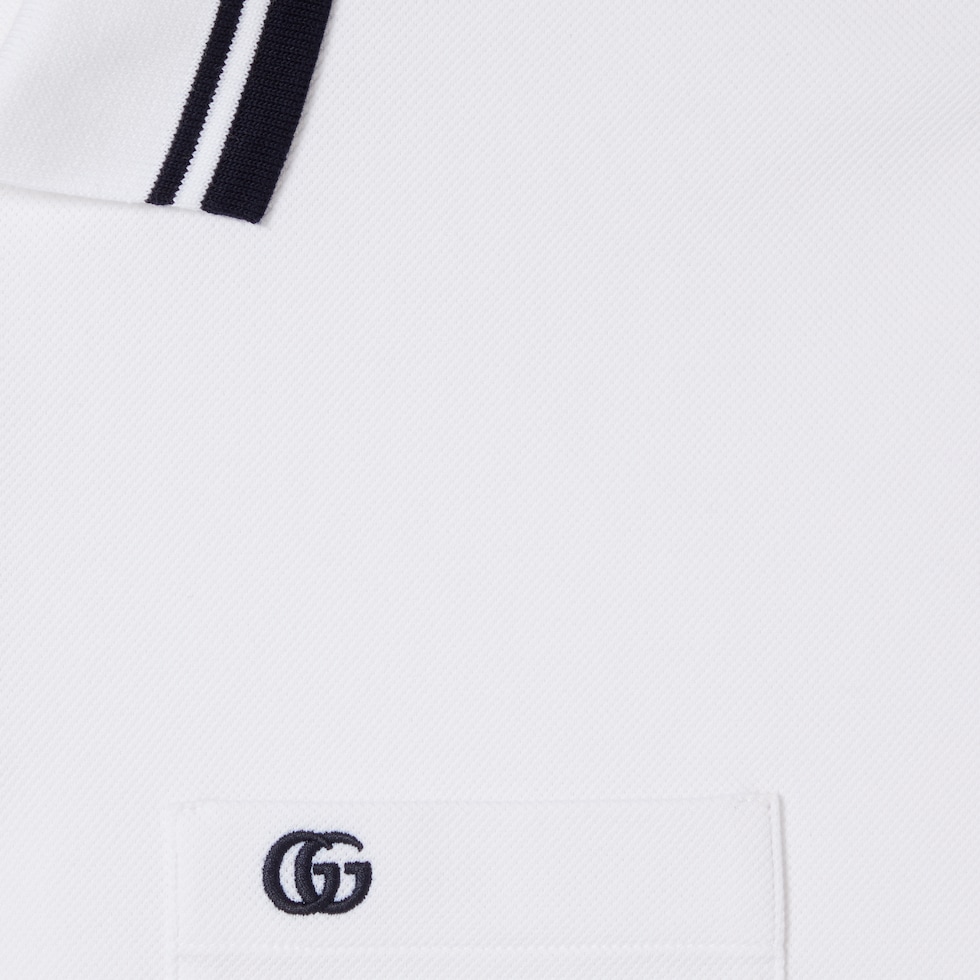 GUCCI ホワイト ポロシャツ XL Cotton piquet polo shirt with embroidery in white | GUCCI® US