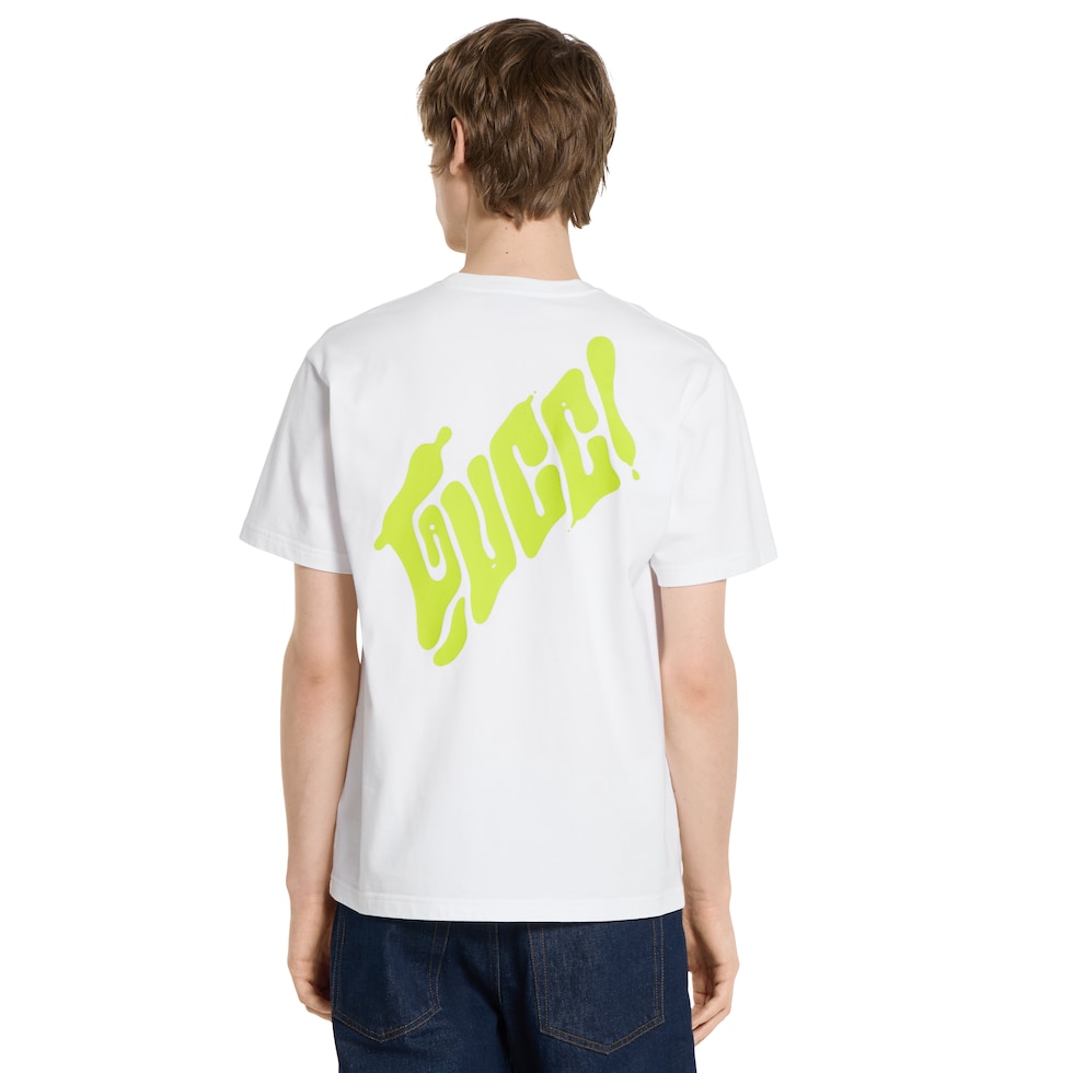 Cotton jersey T-shirt with Gucci logo in white | GUCCI® US