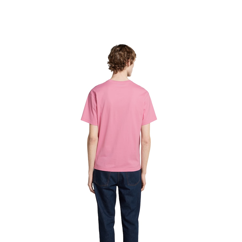 Cotton jersey T-shirt with print in pink | GUCCI® ES