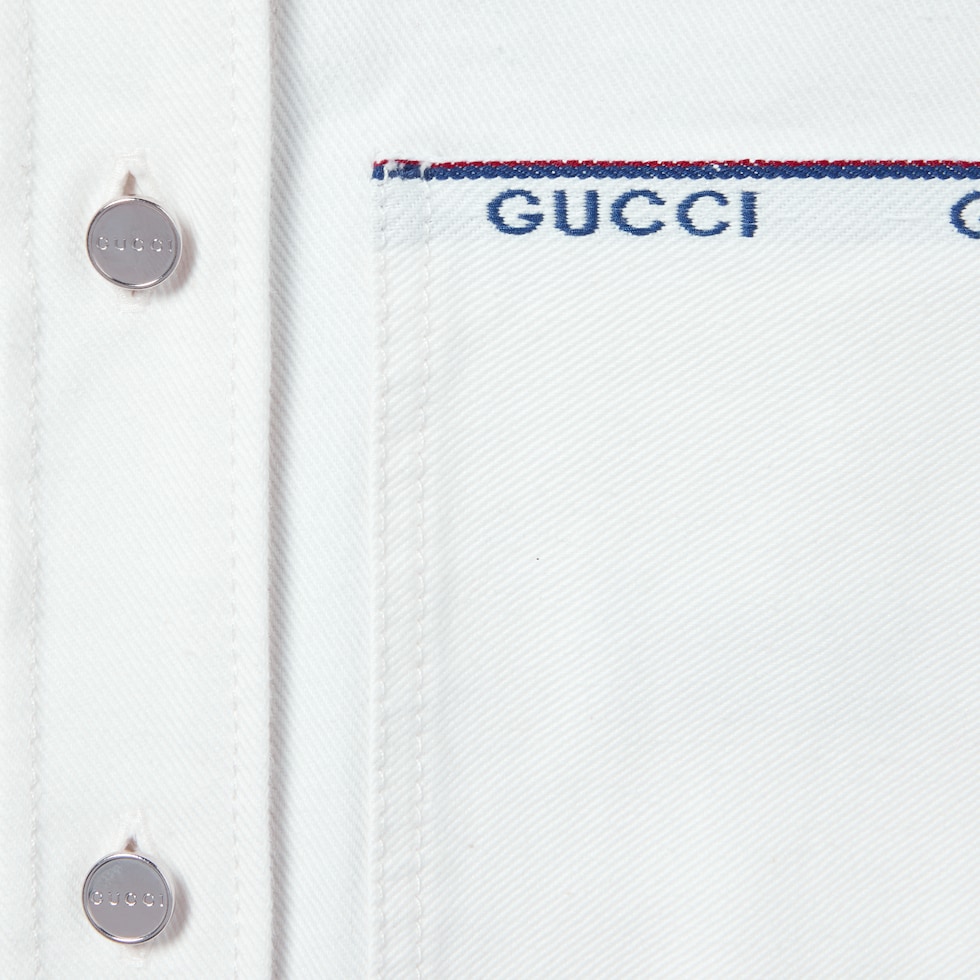 Denim shirt with Gucci selvedge in white | GUCCI® US