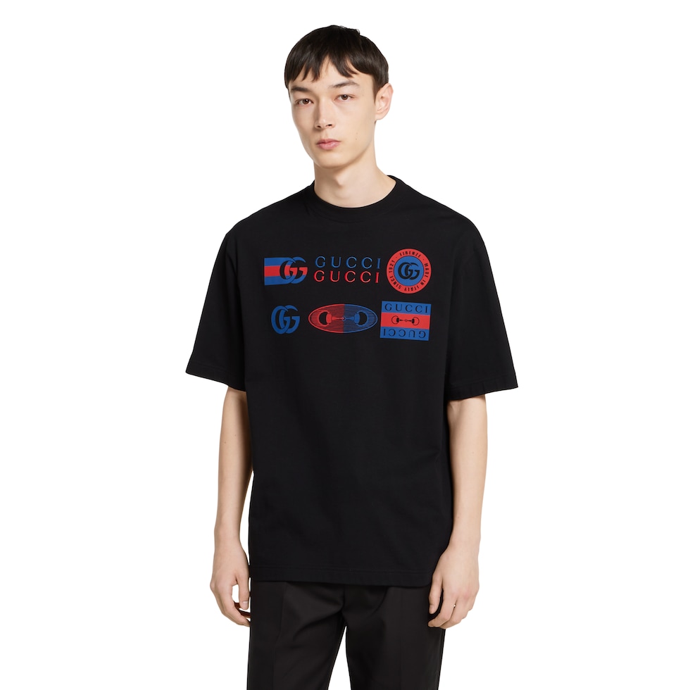コットンジャージー プリント Tシャツ ・ブラック | GUCCI公式