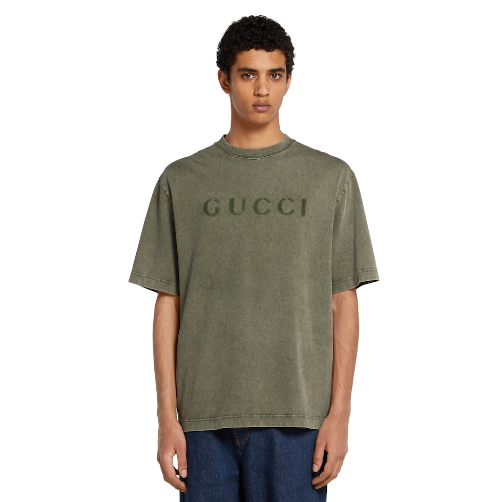 プリント コットンジャージー Tシャツ ・フォレストグリーン | GUCCI公式 プリント コットンジャージー Tシャツ ・フォレストグリーン | GUCCI公式