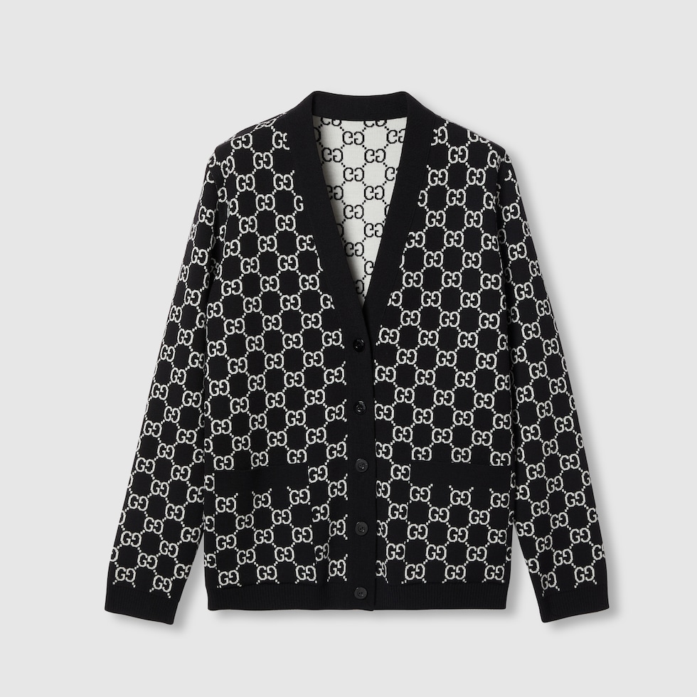 Gucci カーディガン Blue / Gold Cotton Lamé GG é Cardigan | GUCCI® US