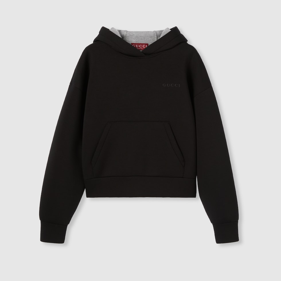 Viscose jersey hooded sweatshirt in black | GUCCI® UK