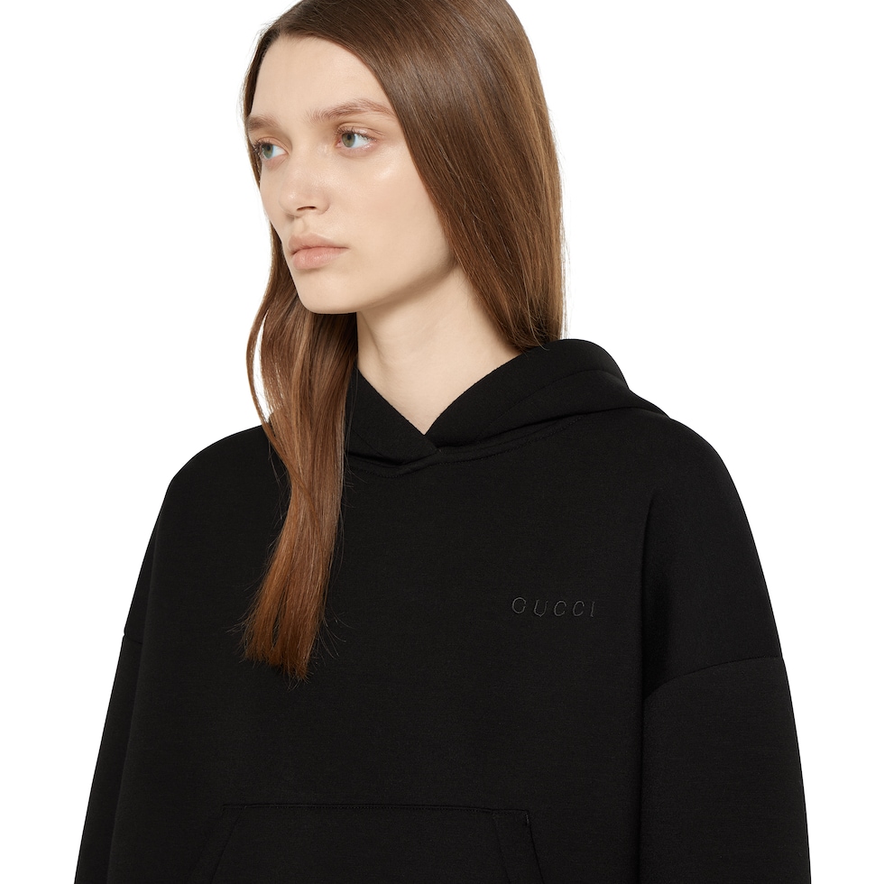 Viscose jersey hooded sweatshirt in black | GUCCI® US