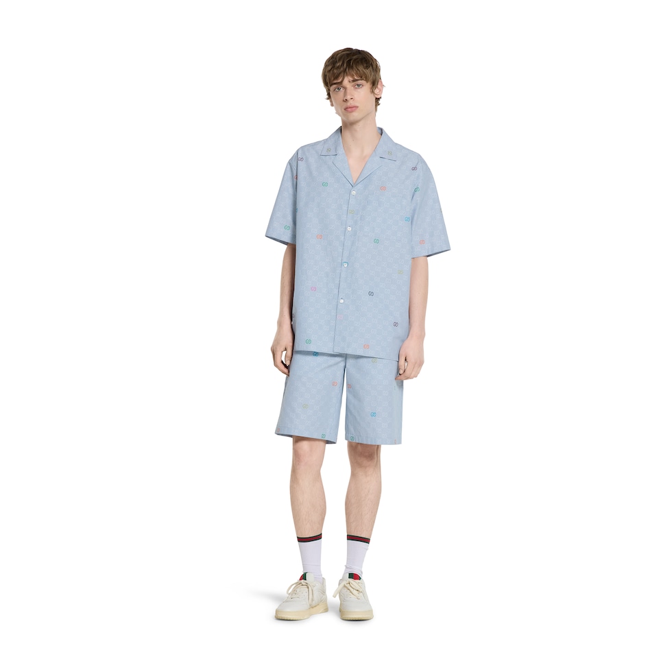 ストライプ コットン ショートパンツ ・ホワイト＆グレー | GUCCI公式