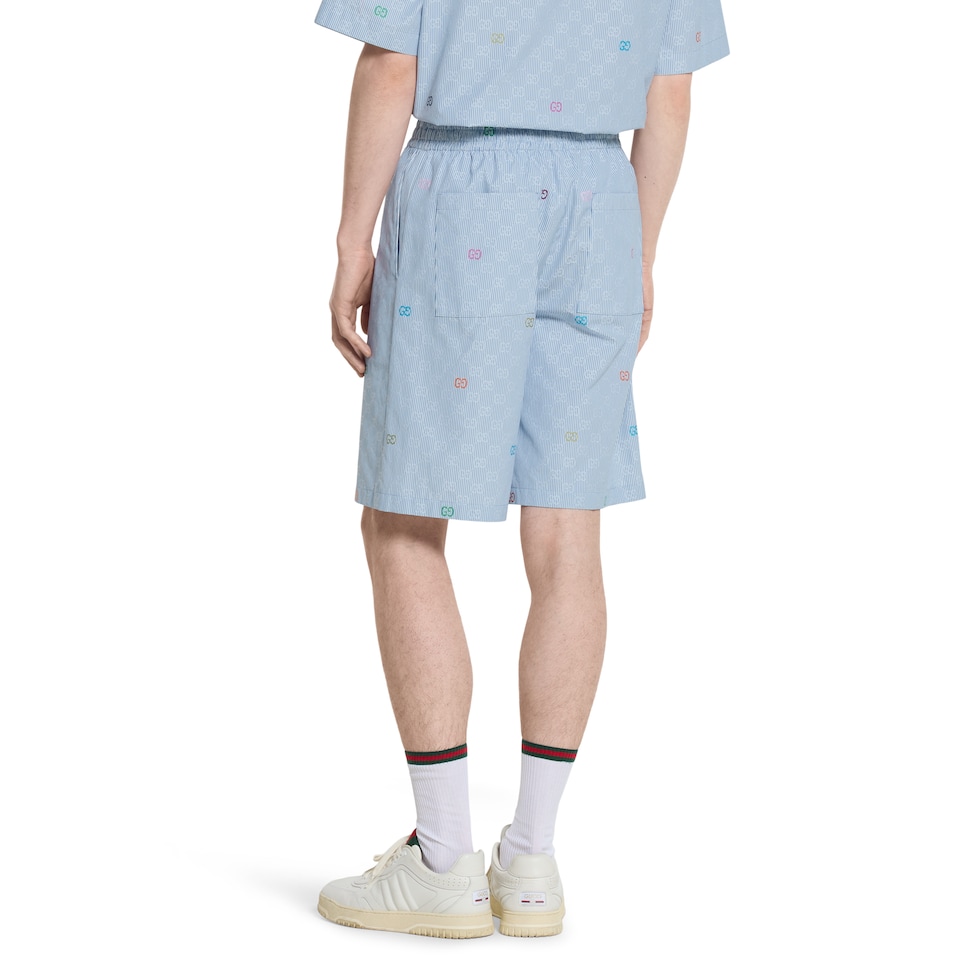 ストライプ コットン ショートパンツ ・ホワイト＆グレー | GUCCI公式