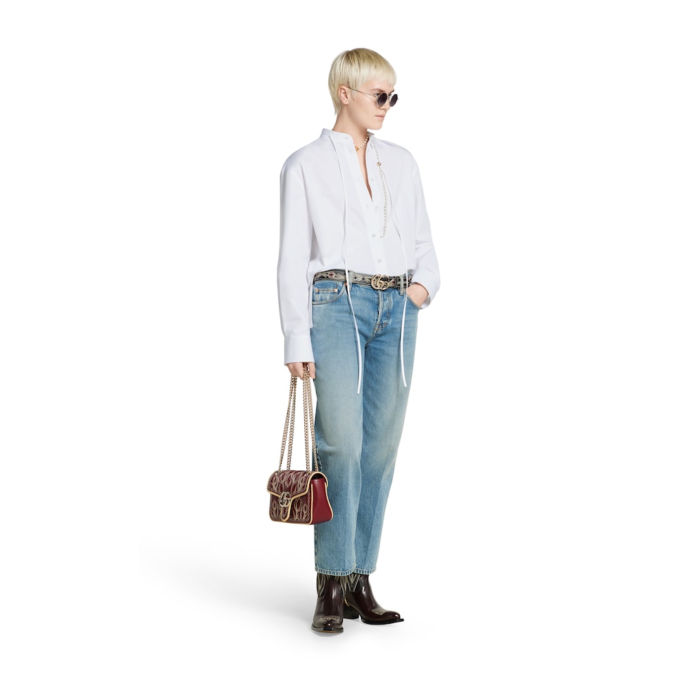 Straight fit denim pants in light blue | GUCCI® CA