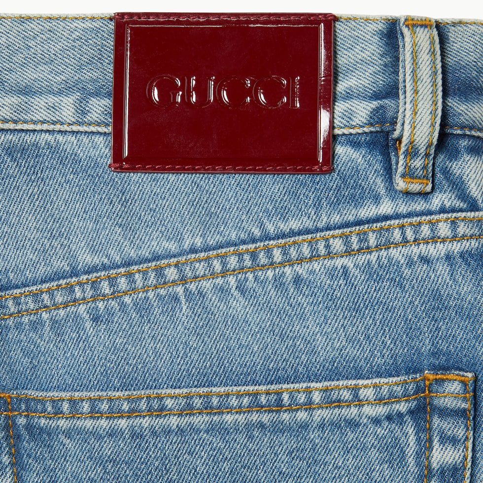 Straight fit denim pants in light blue | GUCCI® CA Straight fit denim pants in light blue | GUCCI® CA