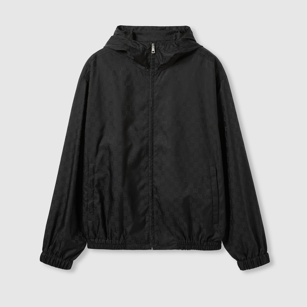 GUCCI グッチ　フード付ジップジャケット GGナイロン ジャカード ジップジャケット ・ブラック | GUCCI公式