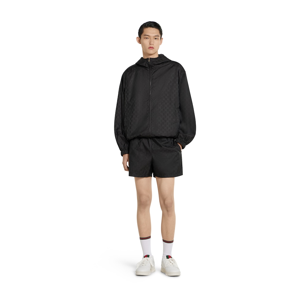 GG nylon jacquard zip jacket in black | GUCCI® US
