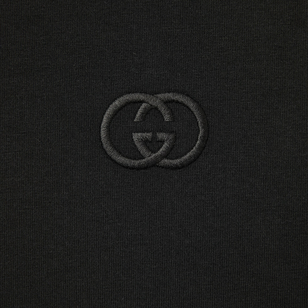 Long-sleeve cotton jersey T-shirt in black | GUCCI® US