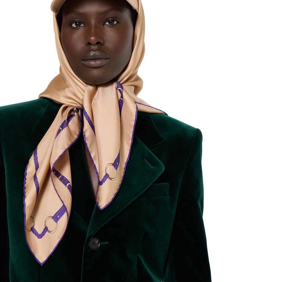 Stretch cotton velvet jacket in dark green | GUCCI® US