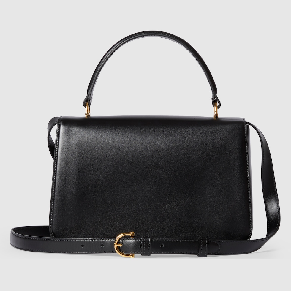 グッチ シエナ〕ミディアム トップハンドルバッグ ・ブラック レザー