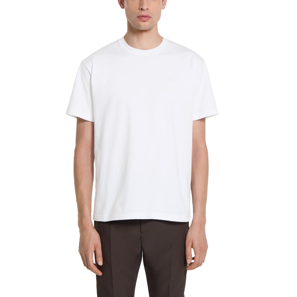 GUCCI ホワイト Tシャツ M Printed cotton jersey T-shirt in white | GUCCI® SG