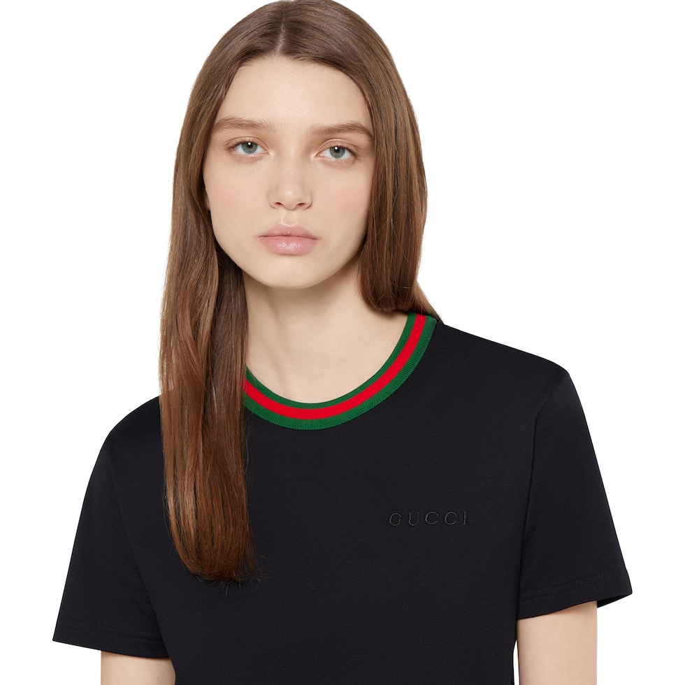 Cotton jersey T-shirt in black | GUCCI® US