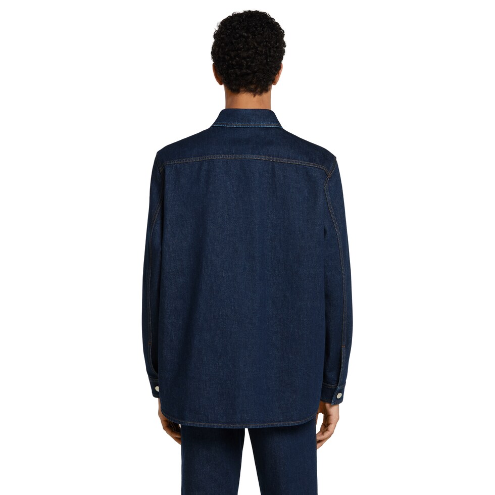 リラックスフィット デニム シャツ ・ダークブルー | GUCCI公式