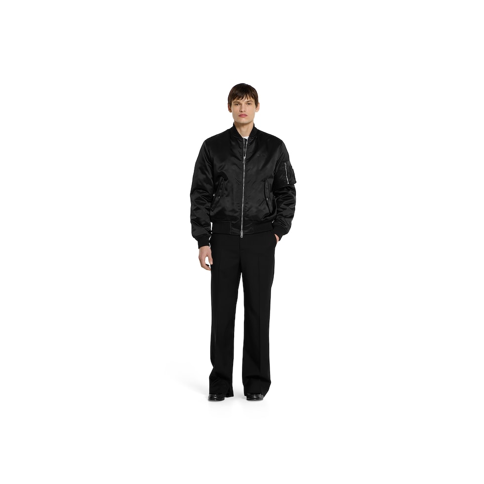 Heavy nylon canvas bomber jacket in black | GUCCI® US